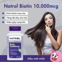 Viên Uống Kích Mọc, Giảm Rụng Tóc NATROL Biotin Beauty 10.000mcg