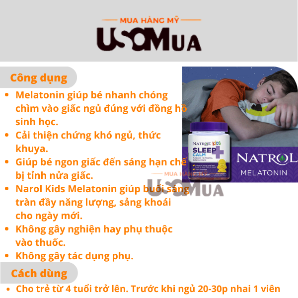 Kẹo Dẻo Hỗ Trợ Ngủ Ngon Cho Bé NATROL Kids Sleep Calm