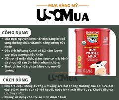 Sữa HORIZON Organic Dry Whole Milk With Vitamins A & D And Calcium Added