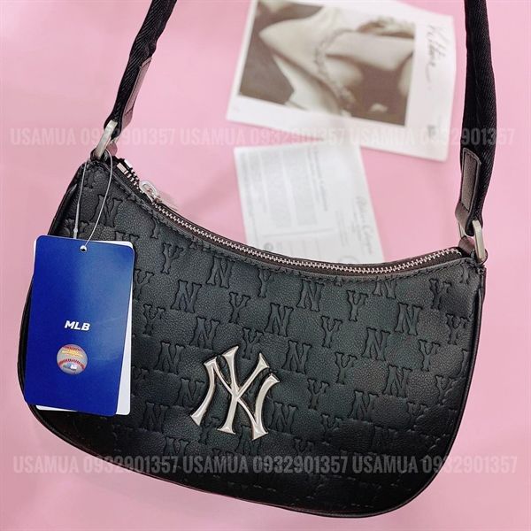 Túi Xách Nữ MLB NY Monogram Embossed Hobo Bang New York Yankees 3ABQS022N-50BKS-F