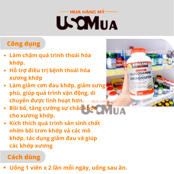 Viên Uống Bổ Khớp KIRKLAND Glucosamine 1500mg & Chondroitin 1200mg