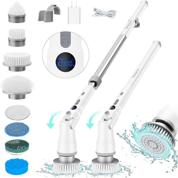 Bộ Lau Sàn SARAILY Electric Spin Scrubber 8 Different Types Of Cleaning Brush SSAW-01