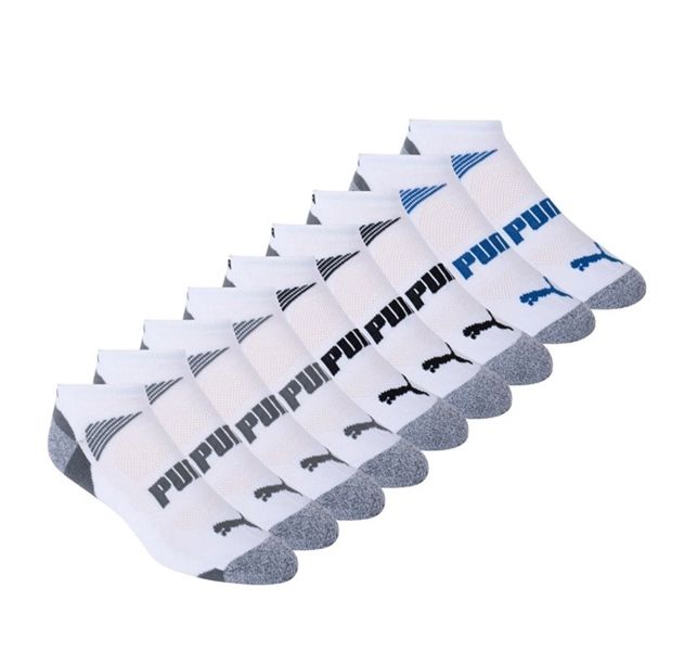 Set Vớ PUMA CoolMax 10 Pair No Show Men's Fits Shoe Size 6-12