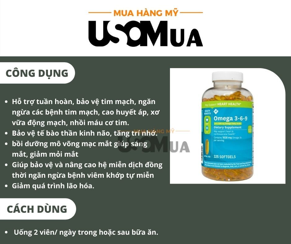 Viên Uống MEMBER'S MARK Omega 3-6-9 1600mg Dietary Supplement