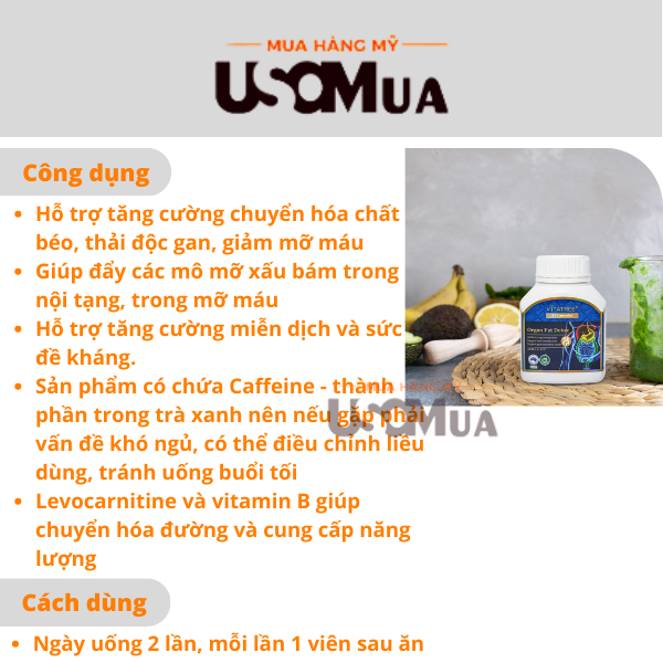 Viên Uống Thải Độc Mỡ Nội Tạng VITATREE Úc Organ Fat Detox