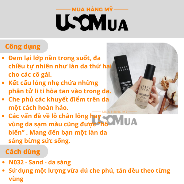 Kem Nền Kiềm Dầu BOBBI BROWN Skin Long-Wear Weightless Foudation SPF 15PA++, Full Cover Oil-Free Shine Control, 30ml