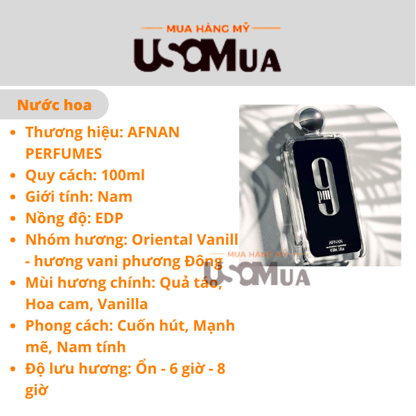 Nước Hoa AFNAN 9PM EDP Vaporisateur