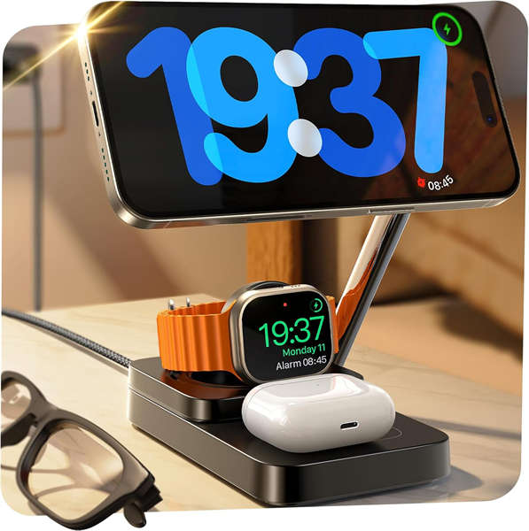 Bộ Sạc LISEN 3in1 Nightstand With Charging Station For Multiple Devices Apple Magsafe