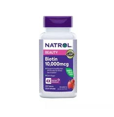 Viên Ngậm NATROL 4X Faster Dissolve Biotin Beauty 10.000mcg Strawberry Flavour