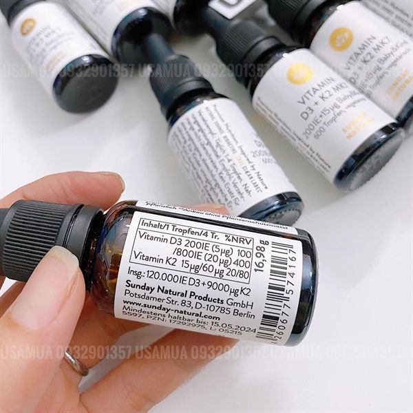 Siro Vitamin D3 + K2 MK7 Nhỏ Giọt Baby&Kind SUNDAY NATURAL