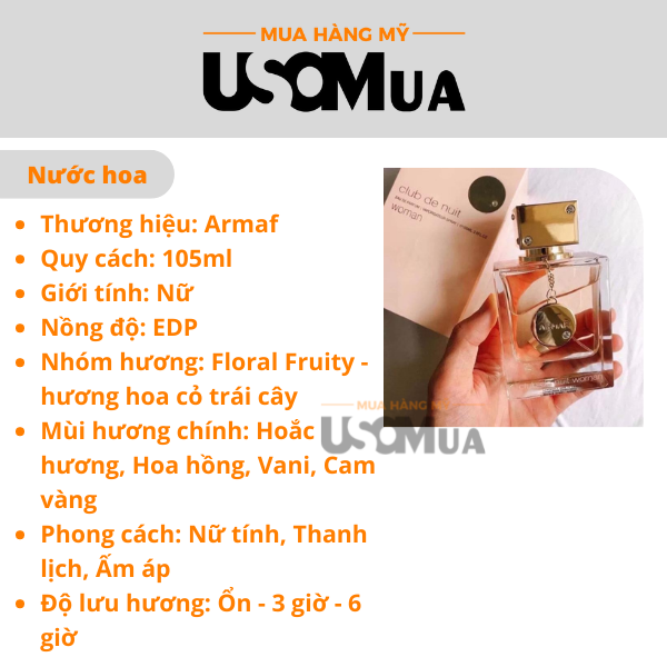 Nước Hoa Nữ ARMAF Club De Nuit EDP