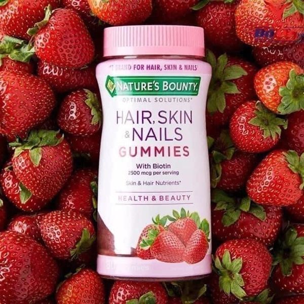 TPCN NATURE'S BOUNTY Hair, Skin & Nail Gummies With Biotin 2500mcg, Strawberry Flavored