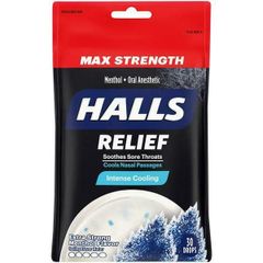 Kẹo HALLS Relief Relieves Coughs & Soothes Sore Throats, 30 Viên