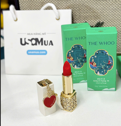 Set Son THE WHOO Gong Jin Hyang : Mi Velvet Lip Rouge No.24 Red Orange 3.5g + Túi Mini