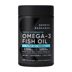 Viên Uống Dầu Cá SPORTS RESEARCH Omega-3 Fish Oil Triple Strength