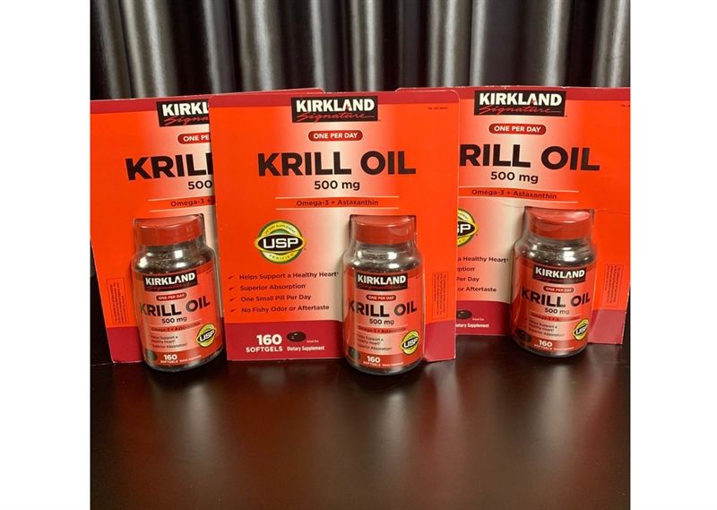 Viên Uống KIRKLAND SIGNATURE Krill Oil 500mg Omega-3 + Astaxanthin