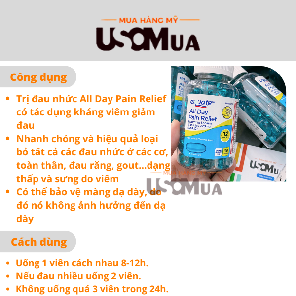 Viên Uống Giảm Đau EQUATE All Day Pain Relief Liquid Gels