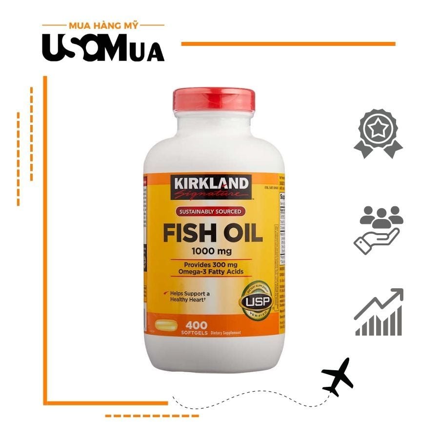 Viên Uống Dầu Cá Omega 3 KIRKLAND Fish Oil 1000mg