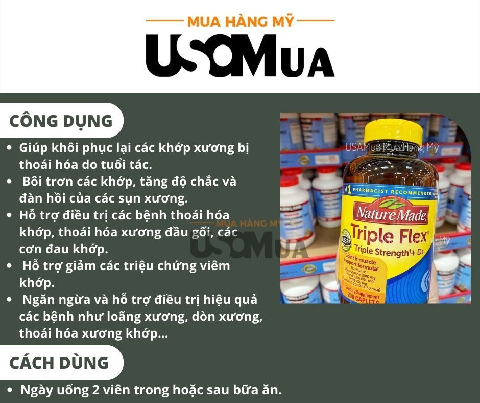 Viên Uống NATURE MADE Triple Flex Triple Strength + D3