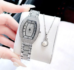 Set Đồng Hồ FRANKLIN Watch Oval Silver Size 34mm Màu Bạc FL8033