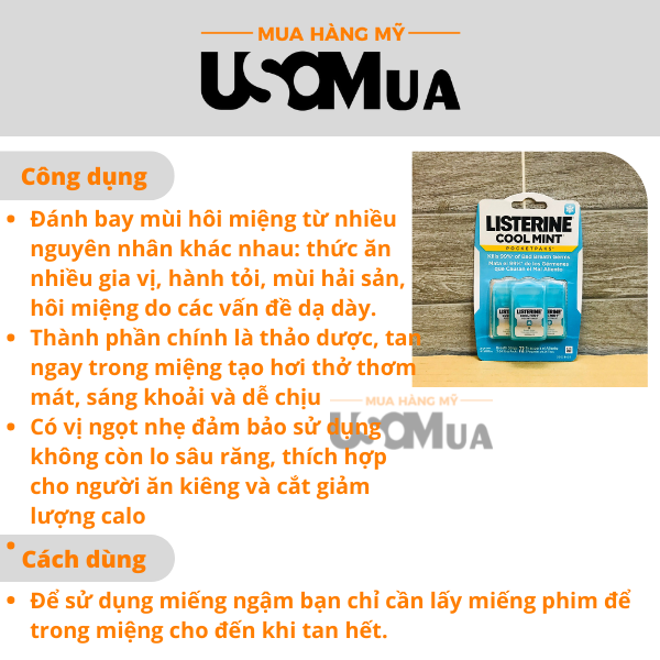 Miếng Ngậm Thơm Miệng LISTERINE Cool Mint PocketPaks