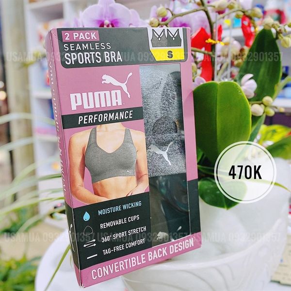 Set Bra PUMA Seamless Sports Bra Đen-Xám