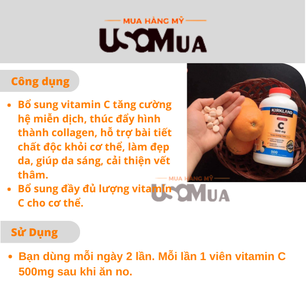 Viên Nhai KIRKLAND Vitamin C 500mg Tangy Orange