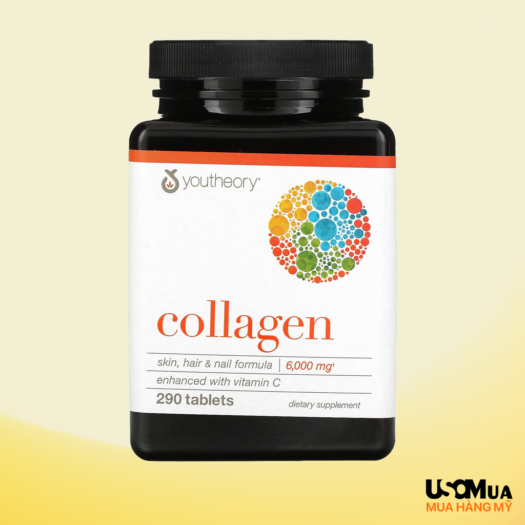 Viên Uống YOUTHEORY Enhanced Formula Collagen + Biotin 6000mg