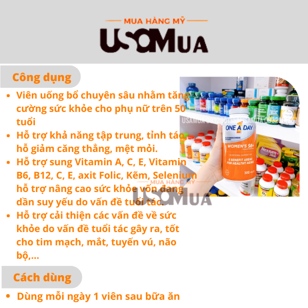 Viên Uống Vitamin Tổng Hợp ONE A DAY For Women's 50+