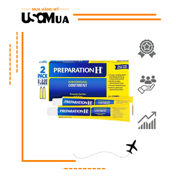 Thuốc bôi trĩ PREPARATION H Ointment, 2 Tubes x 57g