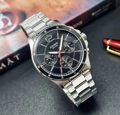 Đồng Hồ CASIO Enticer Black Analog Stainless Steel Quartz Men's Dress MTP-1374D-1A