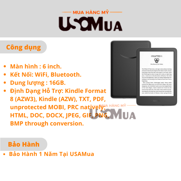 Máy Đọc Sách AMAZON Kindle Basic (11th Gen), Wi-Fi