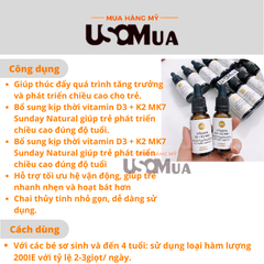 Siro Vitamin D3 + K2 MK7 Nhỏ Giọt Baby&Kind SUNDAY NATURAL