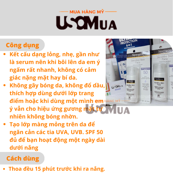 Kem Chống Nắng NEUTROGENA Sensitive Skin Face