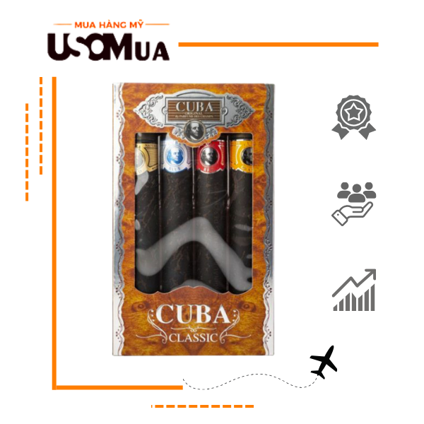 Set Nước Hoa Nam CUBA Classic EDT Cuba Gold 35ml + Blue 35ml + Red 35ml + Orange 35ml