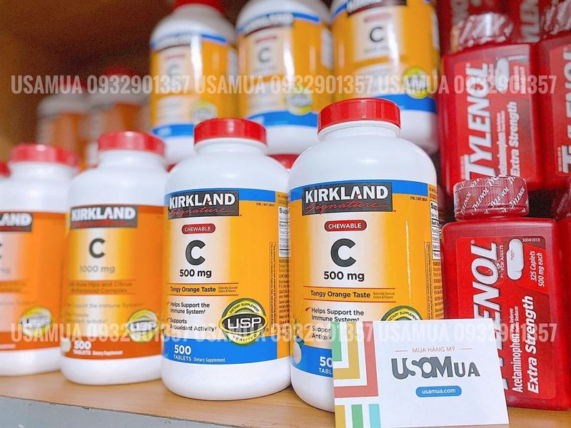 Viên Nhai KIRKLAND Vitamin C 500mg Tangy Orange