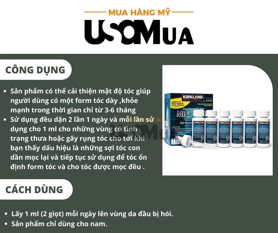 Dung Dịch Hỗ Trợ Mọc Tóc KIRKLAND Minoxidil 5% 60ml