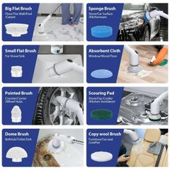 Bộ Lau Sàn SARAILY Electric Spin Scrubber 8 Different Types Of Cleaning Brush SSAW-01