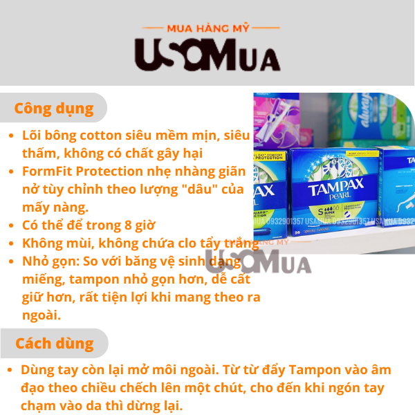 Băng Vệ Sinh Dạng Ống TAMPAX PEARL Regular