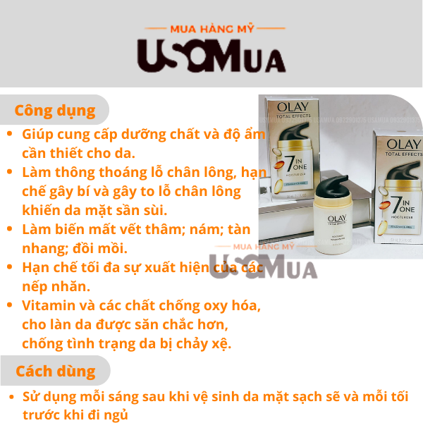 Kem Dưỡng Da OLAY Total Effects 7-in-One Moisturizer Fragrance Free, 50ml