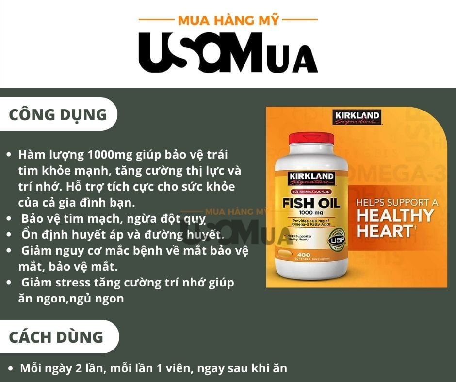 Viên Uống KIRKLAND SIGNATURE Fish Oil 1000mg Omega-3