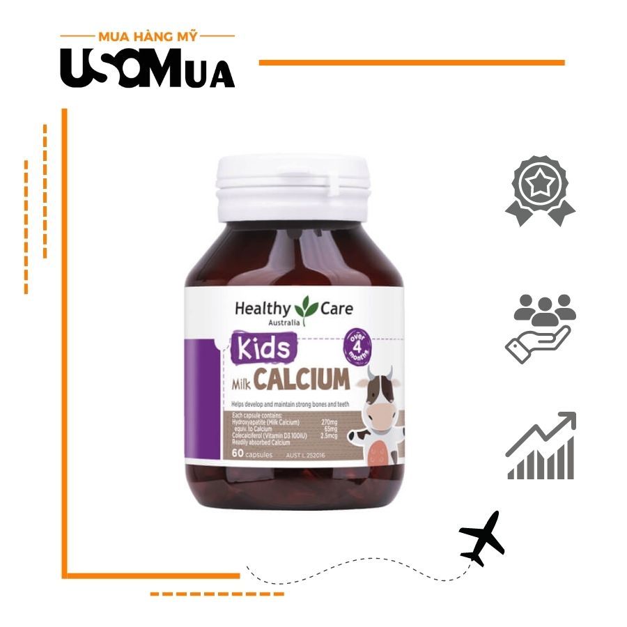 Viên Uống HEALTHY CARE Kids Milk Calcium Cho Bé 4th+