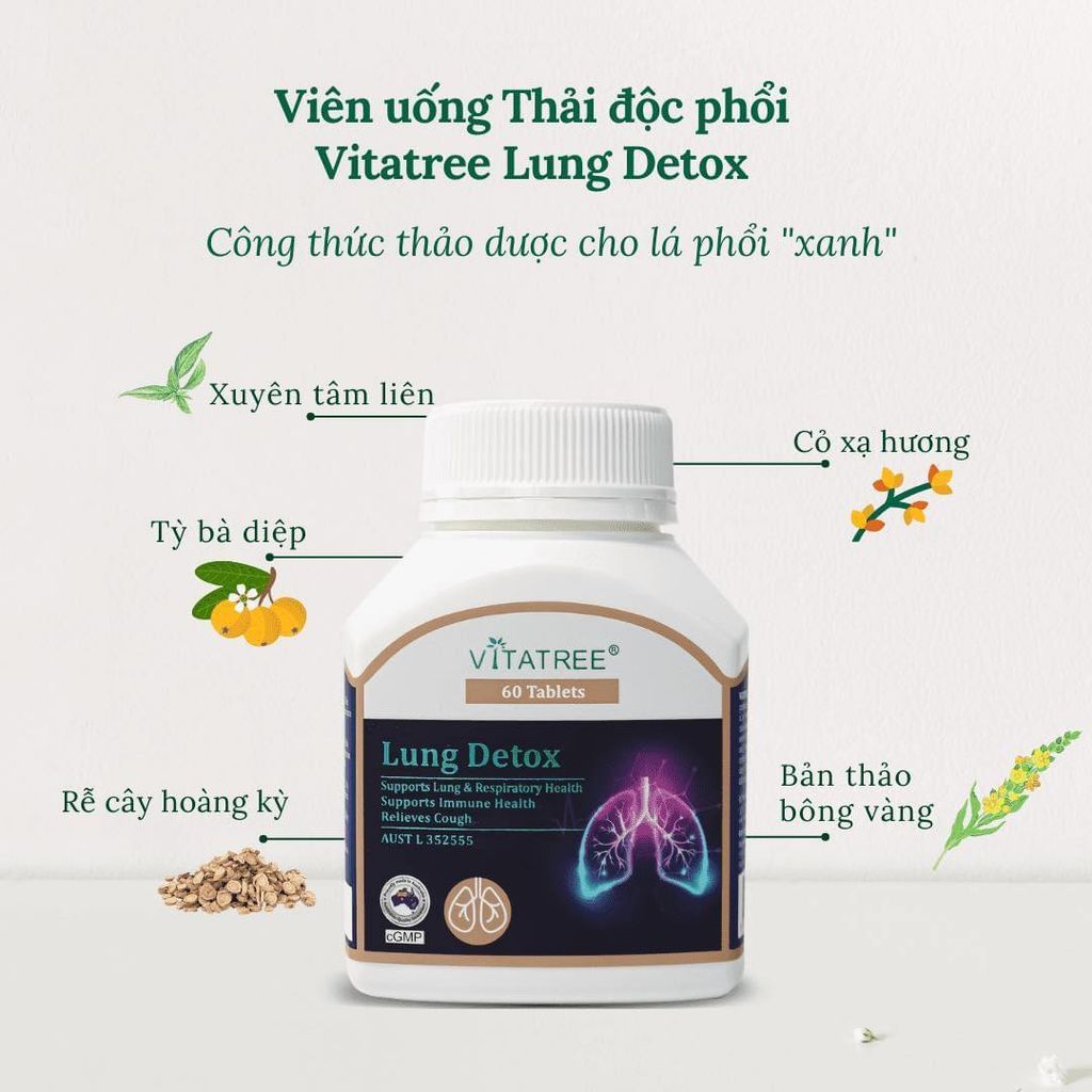 Viên Uống Thải Độc Phổi VITATREE Lung Detox Úc