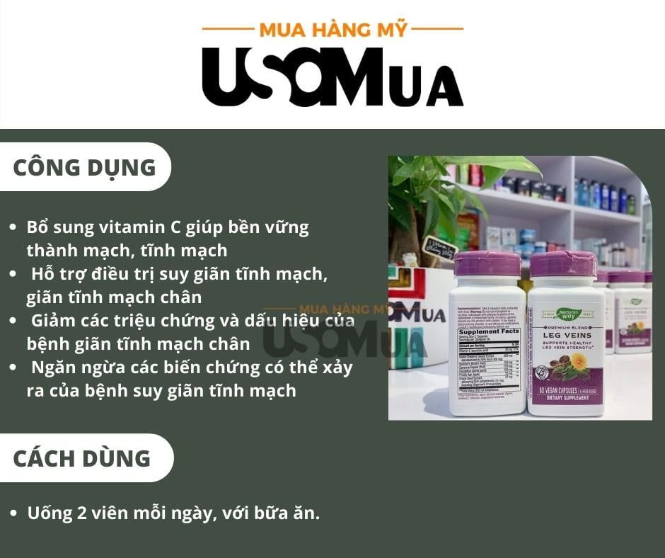 Viên Uống NATURE'S WAY Leg Veins Premium Blend