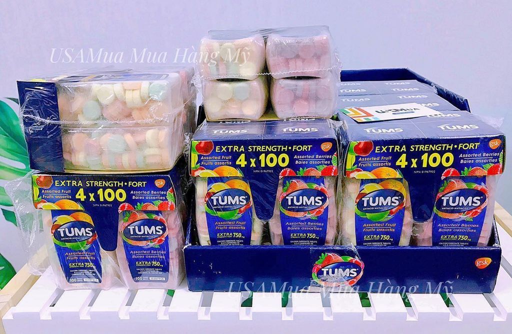 Viên Nhai Hỗ Trợ Đau Dạ Dày TUMS Assorted Berries Extra Strength-Fort 750mg