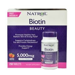 Viên Ngậm Kích Mọc, Giảm Rụng Tóc NATROL Biotin Beauty 5000mcg