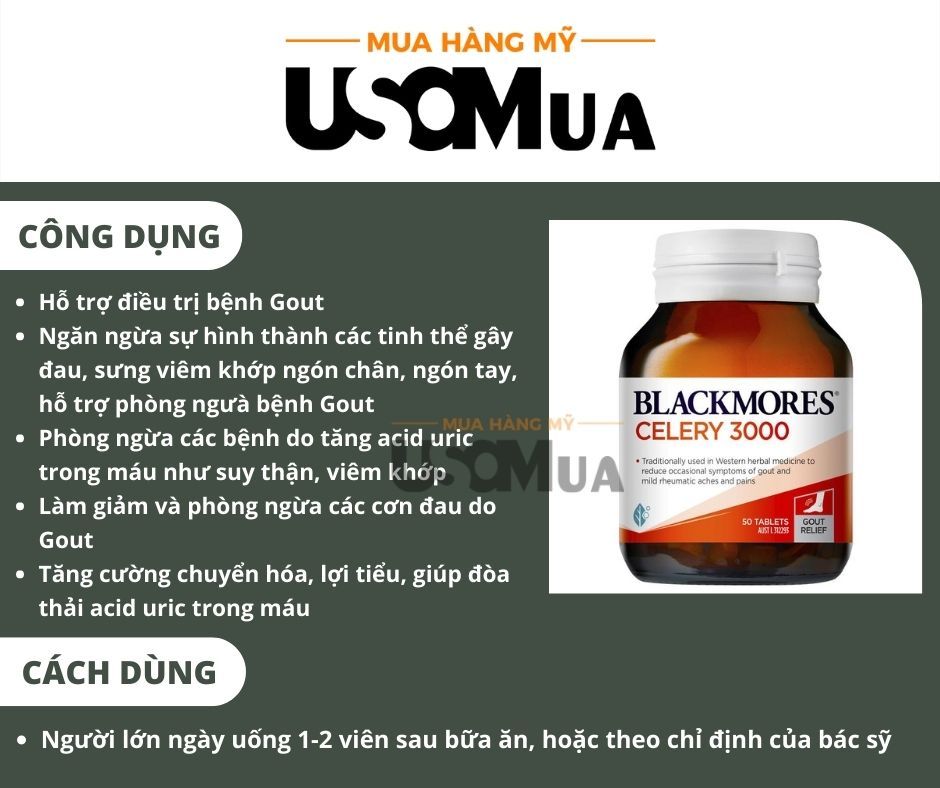 Viên Uống Hỗ Trợ Gout BLACKMORES Celery 3000