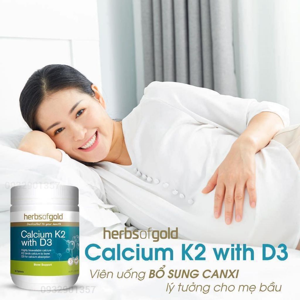 Viên Uống Bổ Sung Canxi Hữu Cơ HERBSOFGOLD Úc Calcium, K2 With D3
