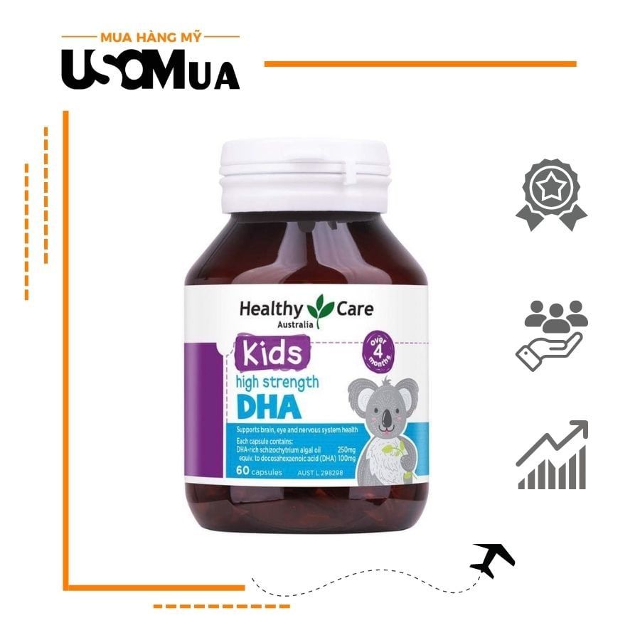 Viên Uống HEALTHY CARE Kids High Strength DHA Cho Bé 4th+