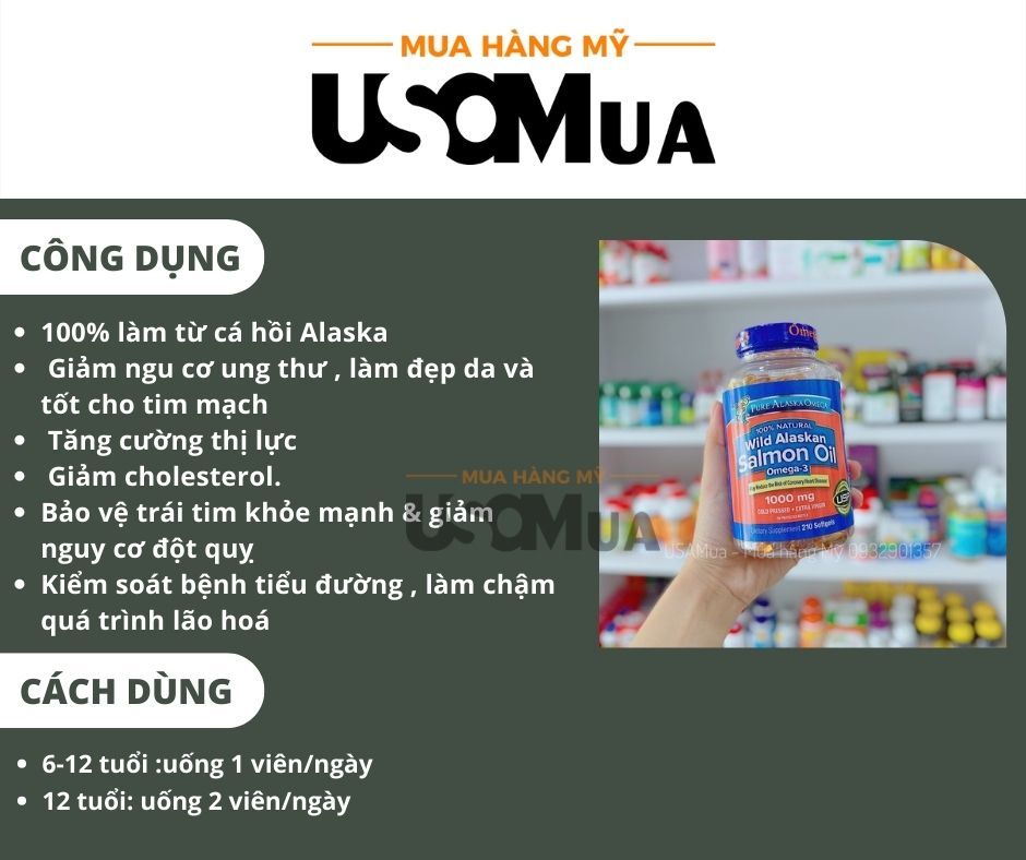 Viên Uống PURE ALASKA OMEGA Wild Alaskan Salmon Oil Omega-3 1000mg